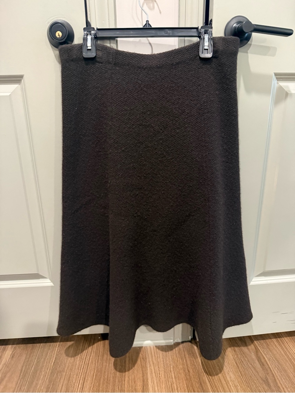 Lauren Ralph Lauren Dark Brown 100% Wool Midi A-Line Skirt
